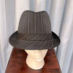 Women's Black Pin Striped Fedora Hat - One Size